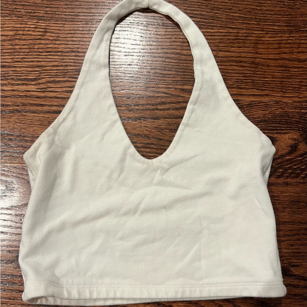Brandy Melville Cream Sleeveless Crop Tank Top